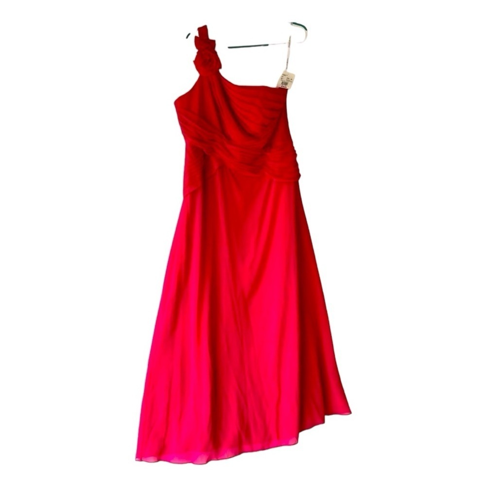 ($150) David's Bridal Women's Pink One Shoulder Formal Bridal Prom Dress Maxi 16